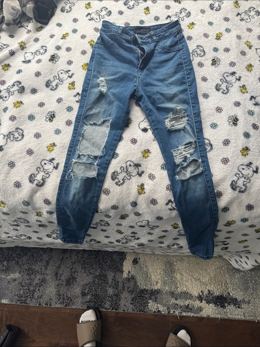 FITJEANS Distressed Dark Blue Women's Skinny Jeans